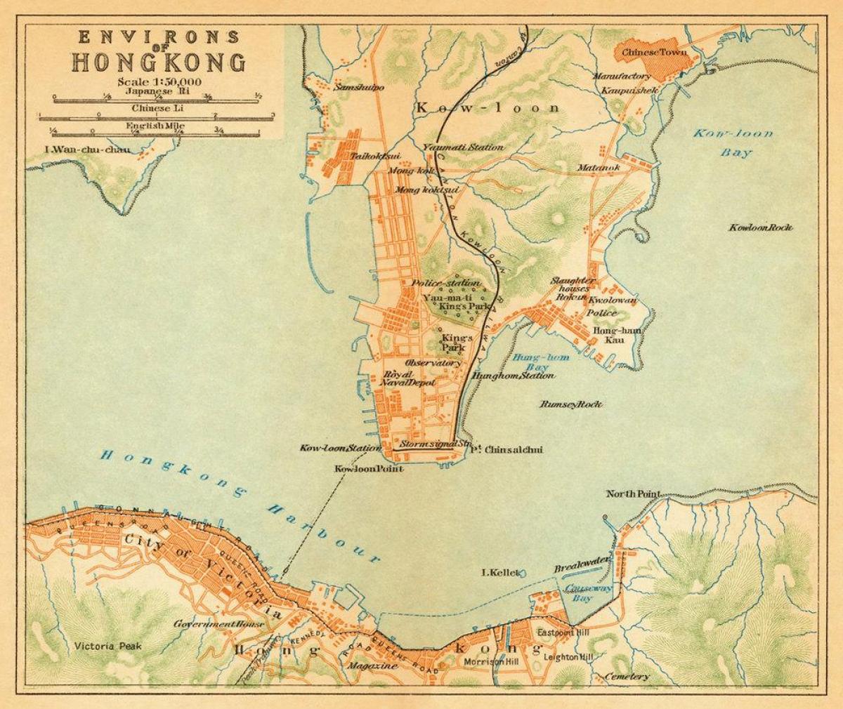 پرانے نقشہ کی ہانگ کانگ
