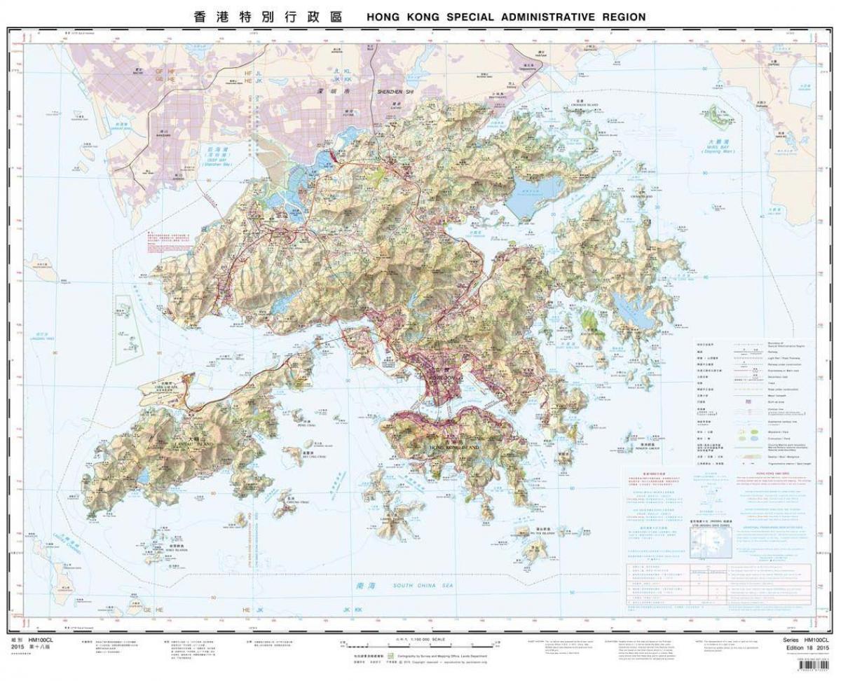 topographic نقشے کے ہانگ کانگ