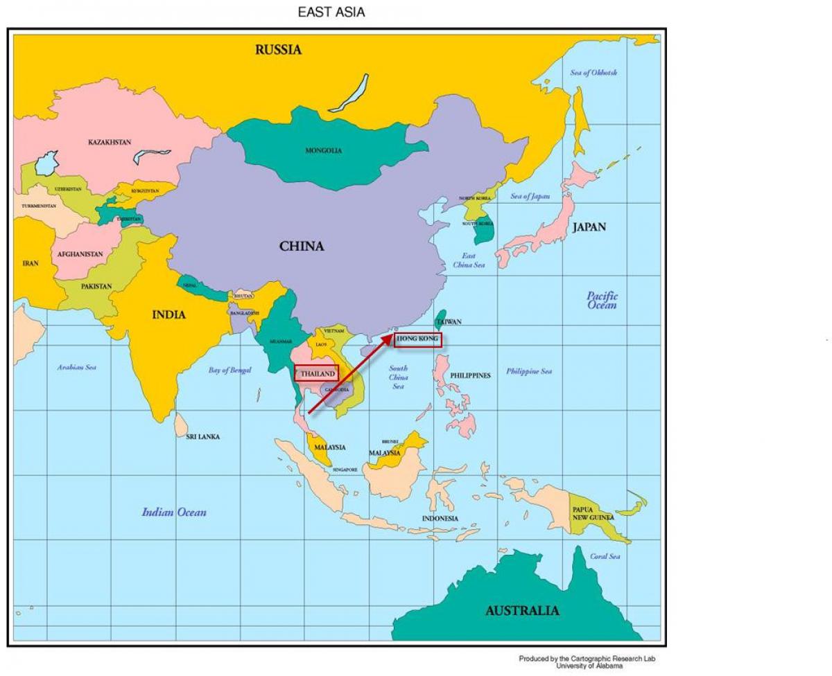 ہانگ کانگ میں ایشیا کا نقشہ