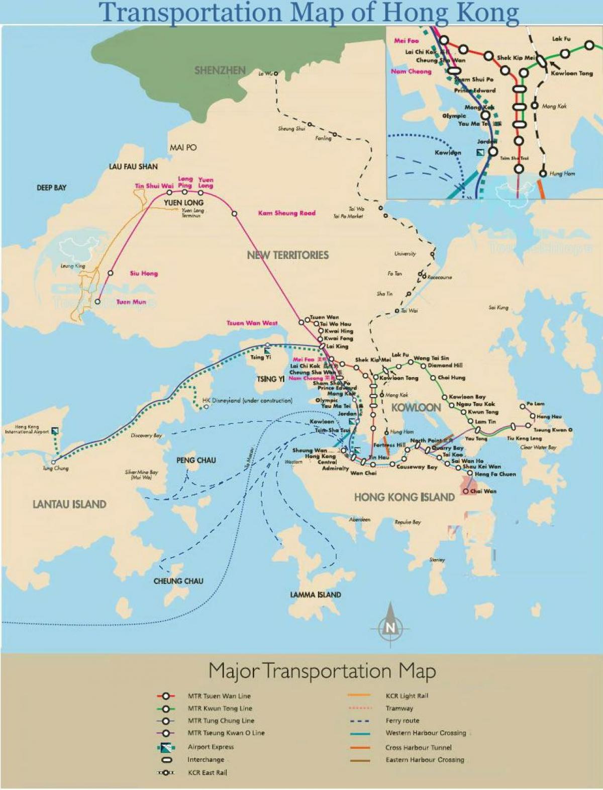 ہانگ کانگ فیری کے راستوں کا نقشہ