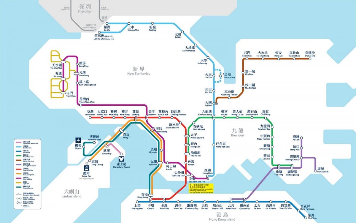 HK ٹرین کا نقشہ