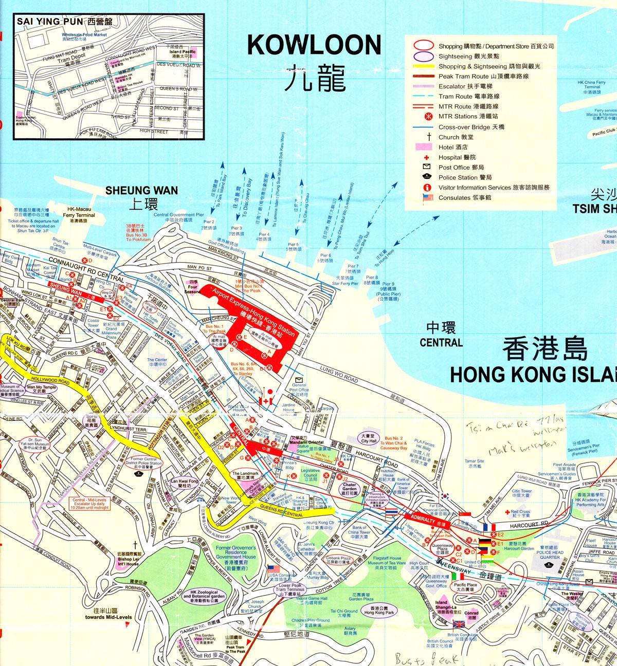 کی بندرگاہ ہانگ کانگ کا نقشہ