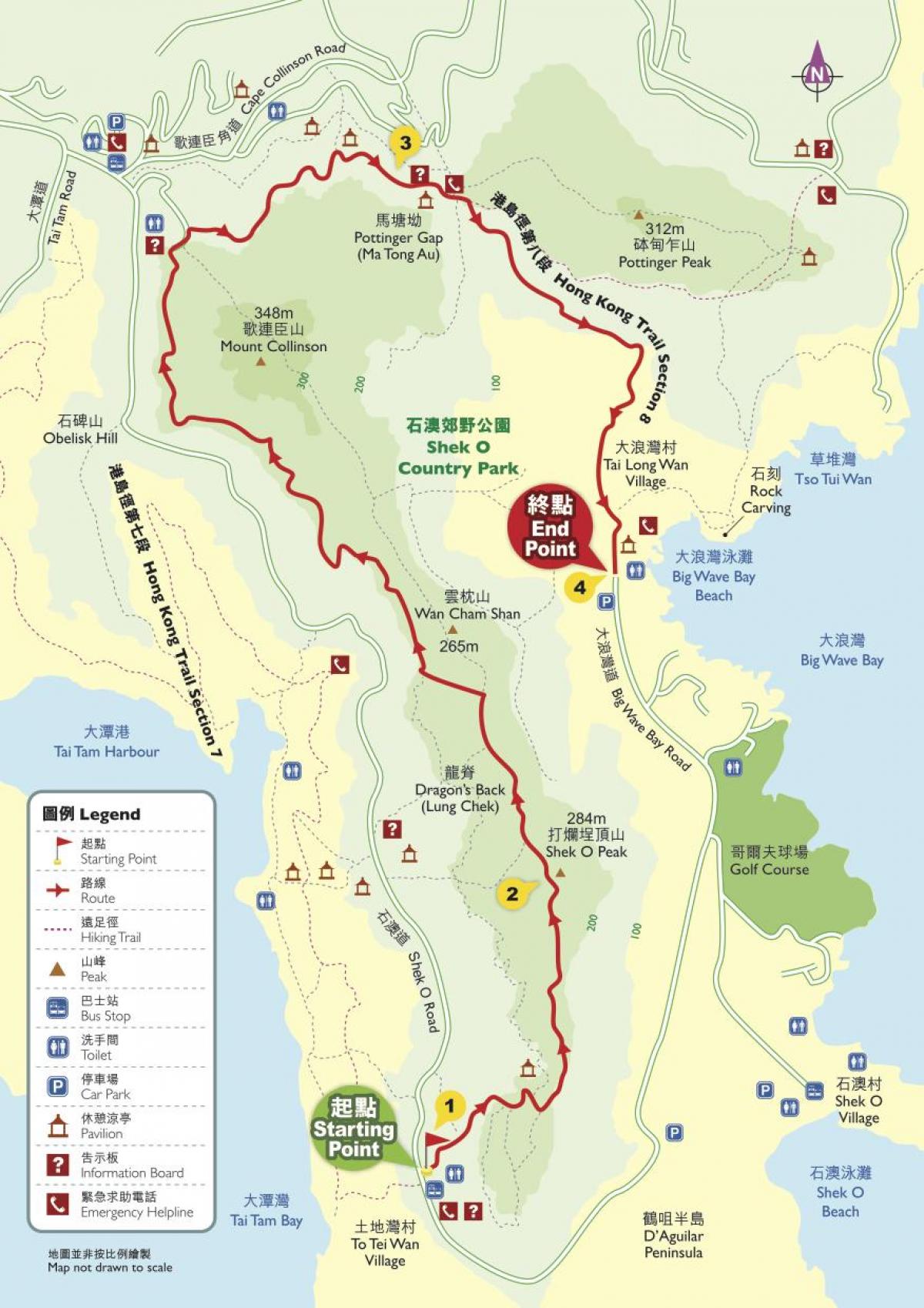 پیدل سفر کا نقشہ ہانگ کانگ