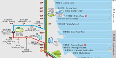 ہانگ کانگ ڈنگ ڈنگ ٹرام کا نقشہ
