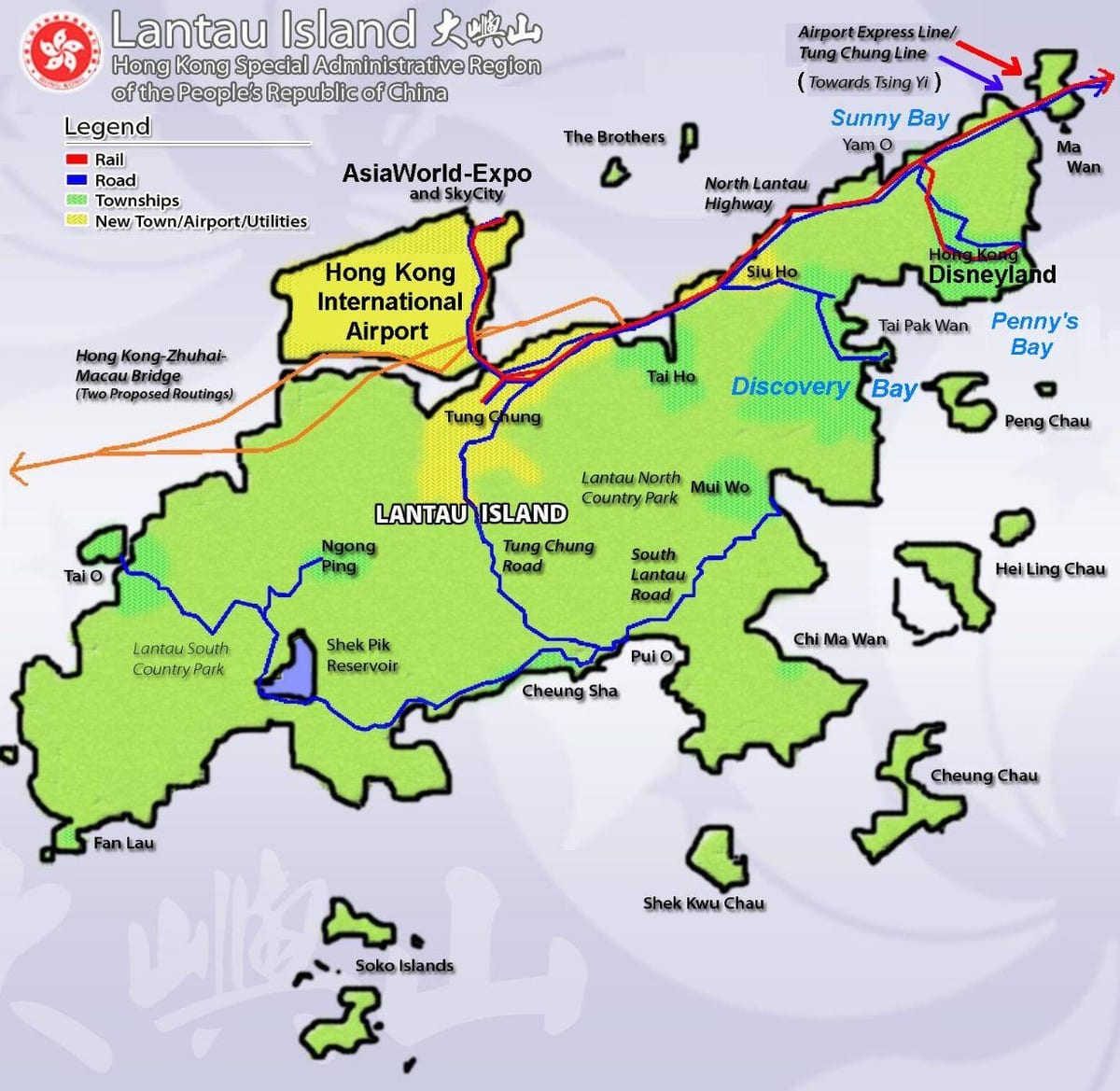 Lantau جزیرہ ہانگ کانگ کا نقشہ