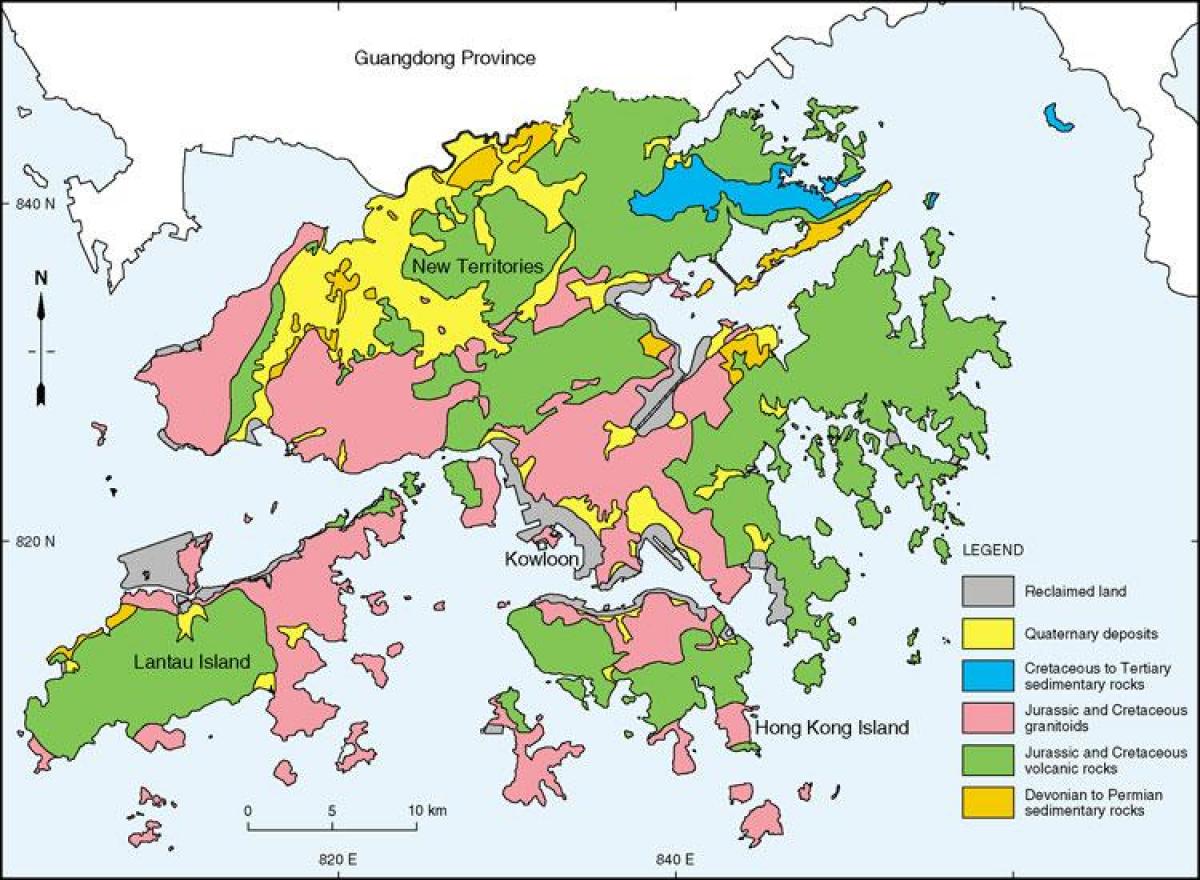 ارضیاتی کا نقشہ ہانگ کانگ